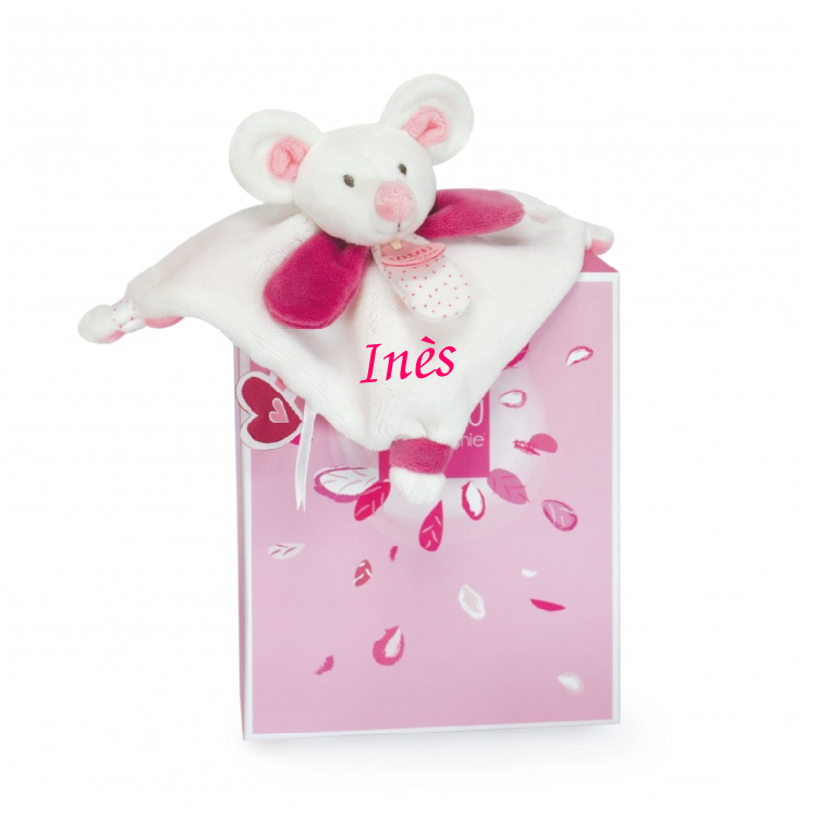  - meli melo - souris rose blanc 20 cm 